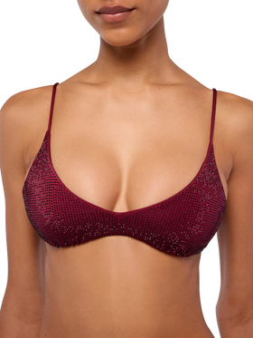 Paloma burgundy scoop bralette with rhinestone embellishment - MC2 Saint Barth