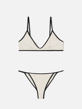 Bikini Paloma Zephire String panna con profili a contrasto