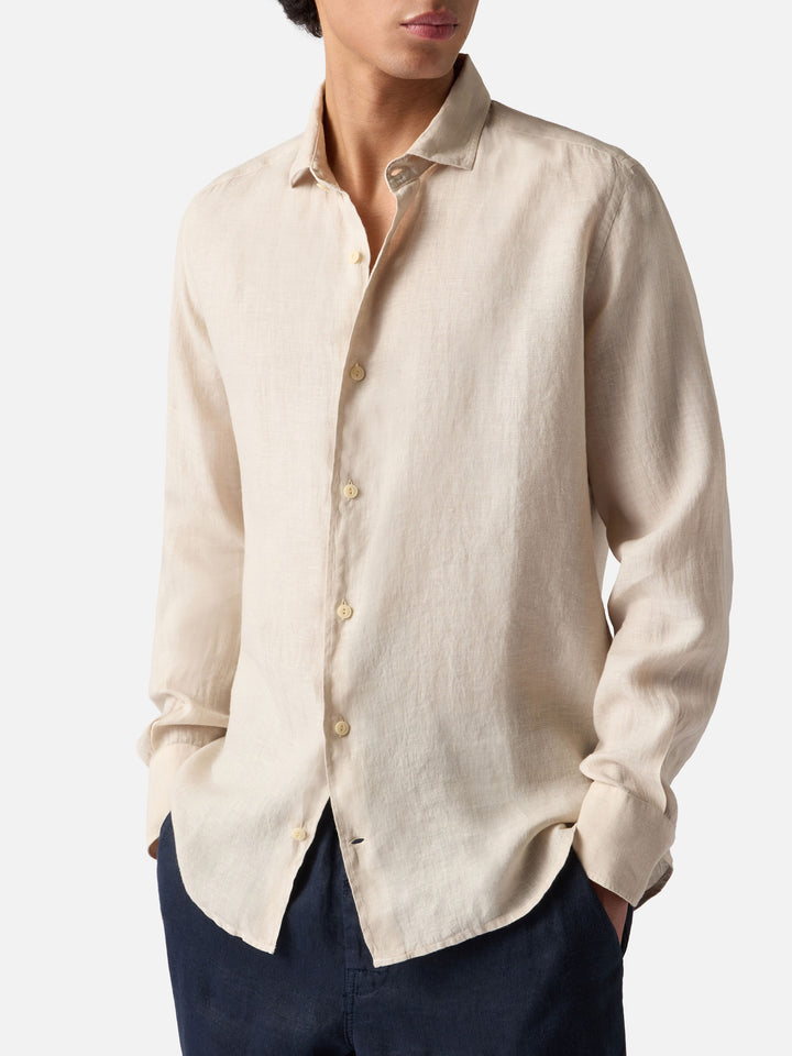Herrenhemd aus cremefarbenem Leinen Pamplona