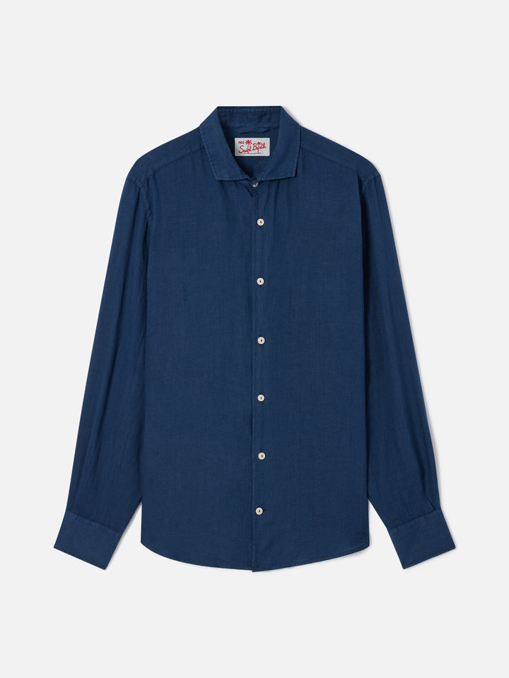 Camicia Pamplona in lino blu navy