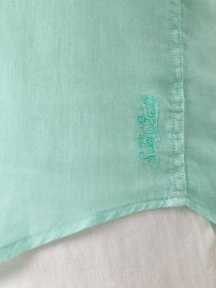 Sage green linen shirt Pamplona - MC2 Saint Barth