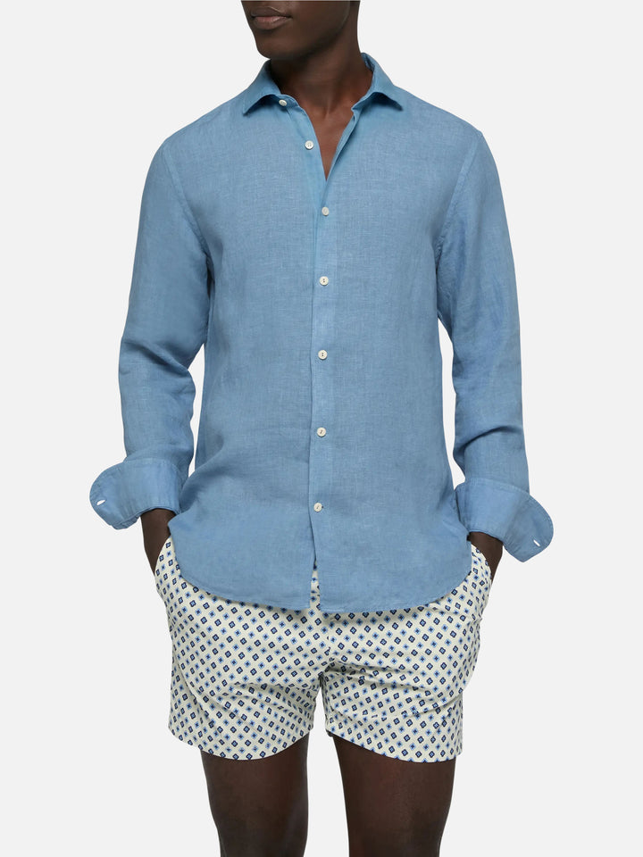 Dusty blue linen shirt Pamplona