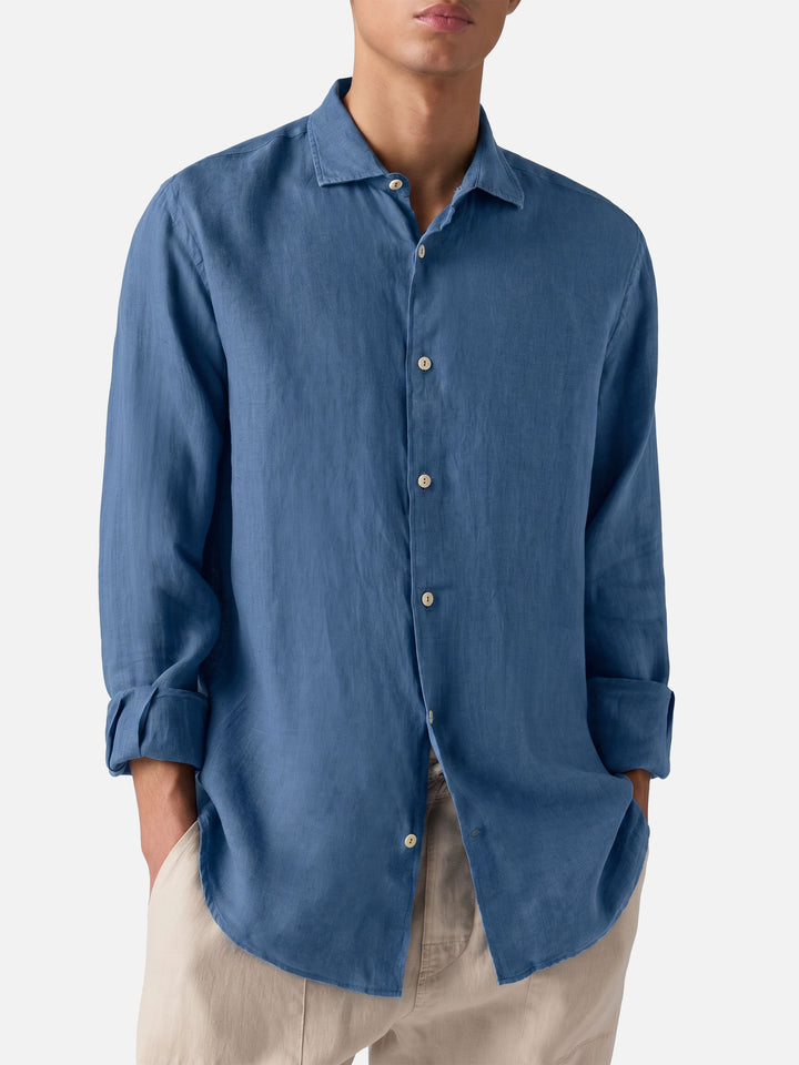Camicia Pamplona in lino denim scuro