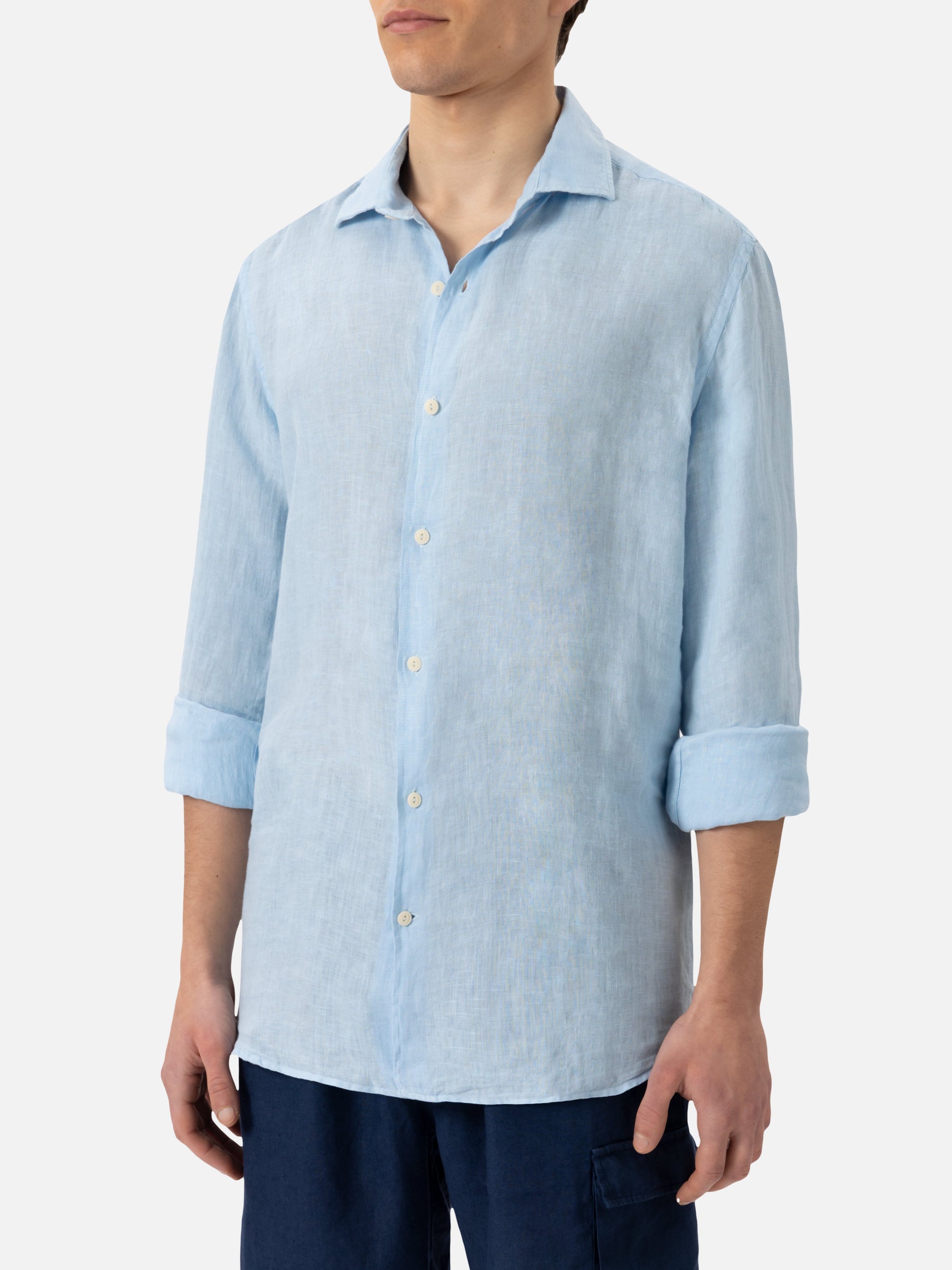Light blue linen shirt Pamplona - MC2 Saint Barth