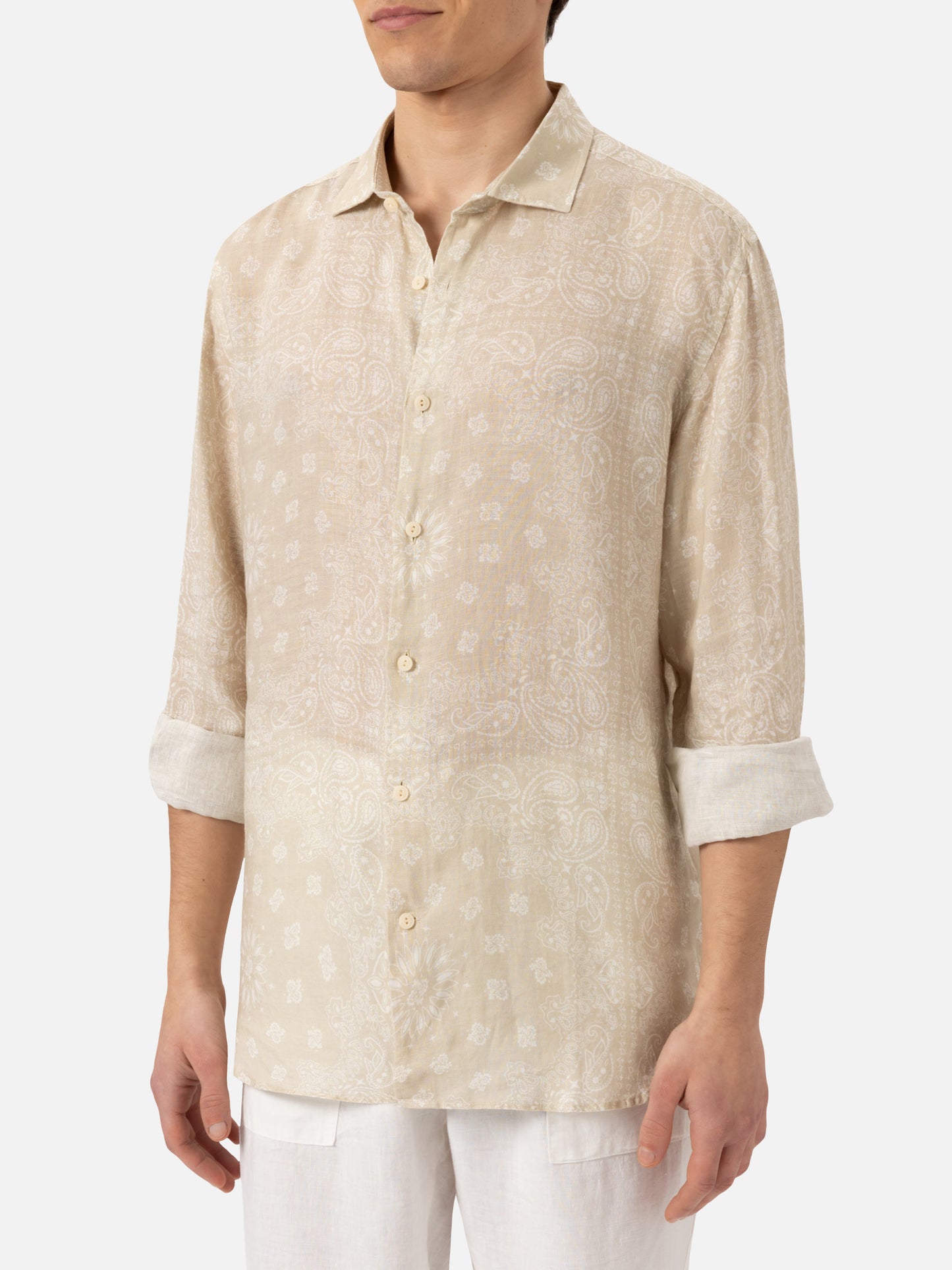 Linen shirt Pamplona with bandanna print - MC2 Saint Barth