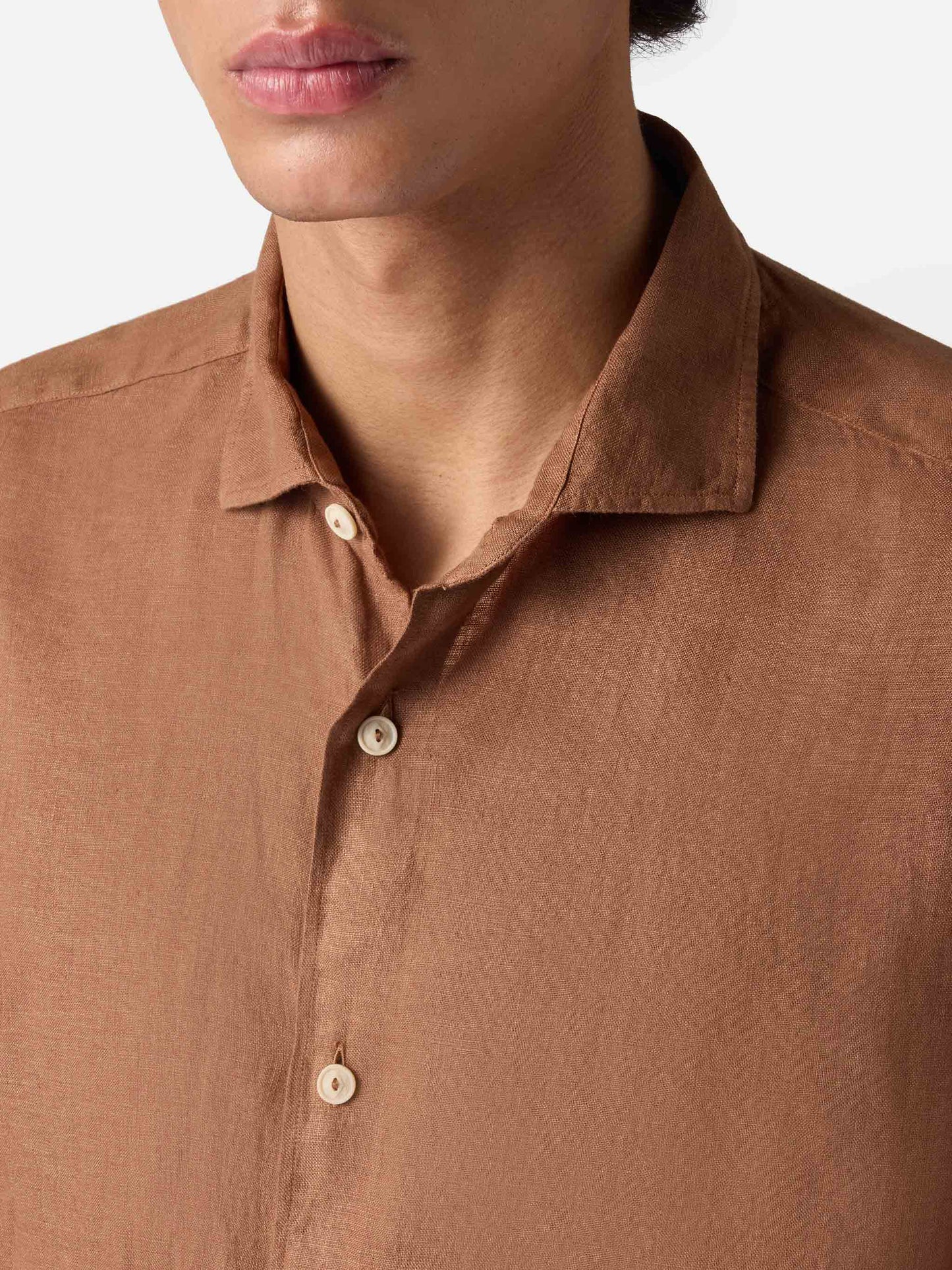 Camicia da uomo Pamplona in lino marrone