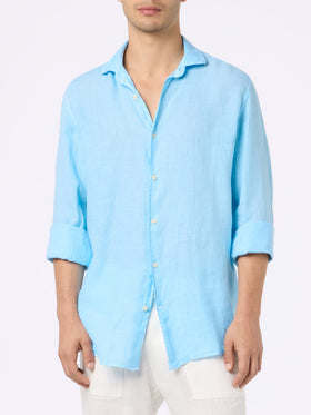 Man light blue linen shirt Pamplona - MC2 Saint Barth