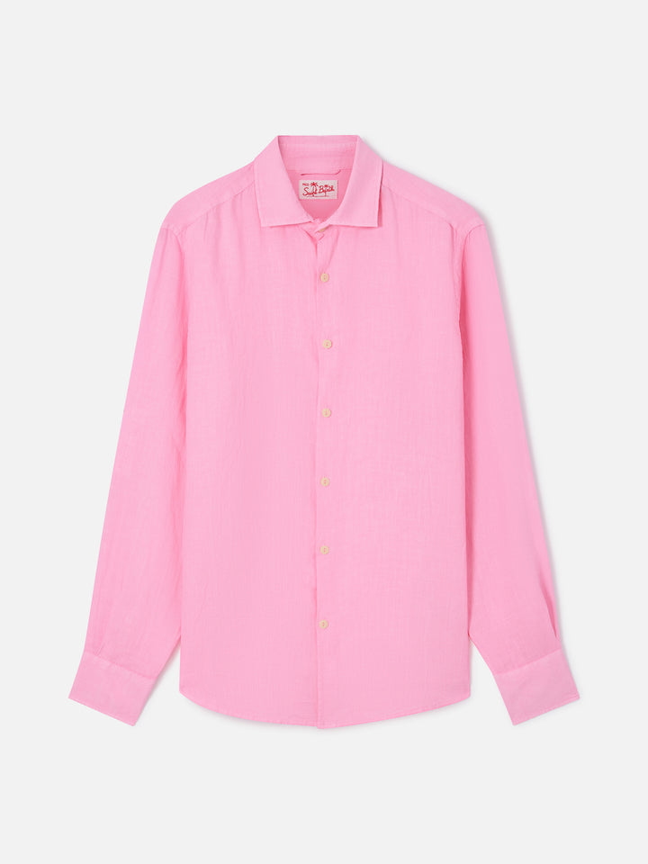 Camicia Pamplona in lino fucsia fluo