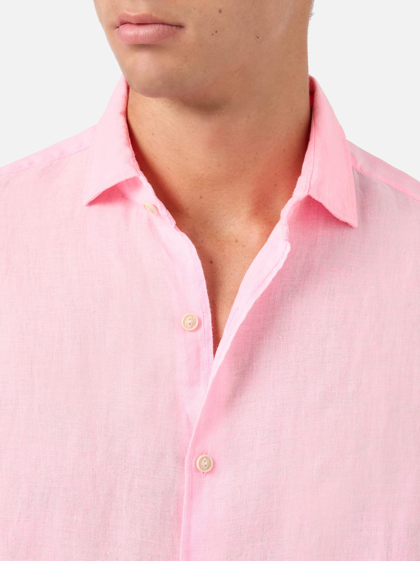 Camicia Pamplona in lino rosa acquarello