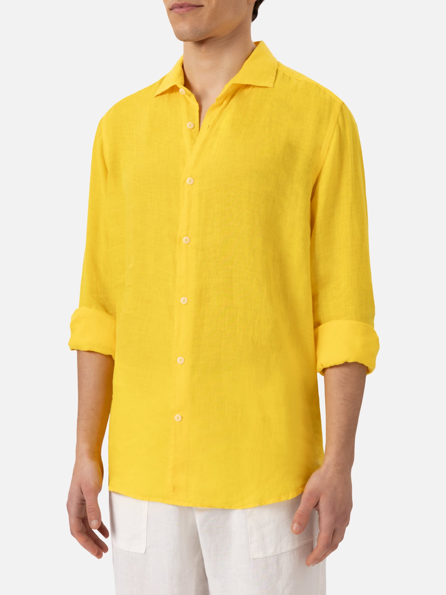Yellow linen shirt Pamplona - MC2 Saint Barth