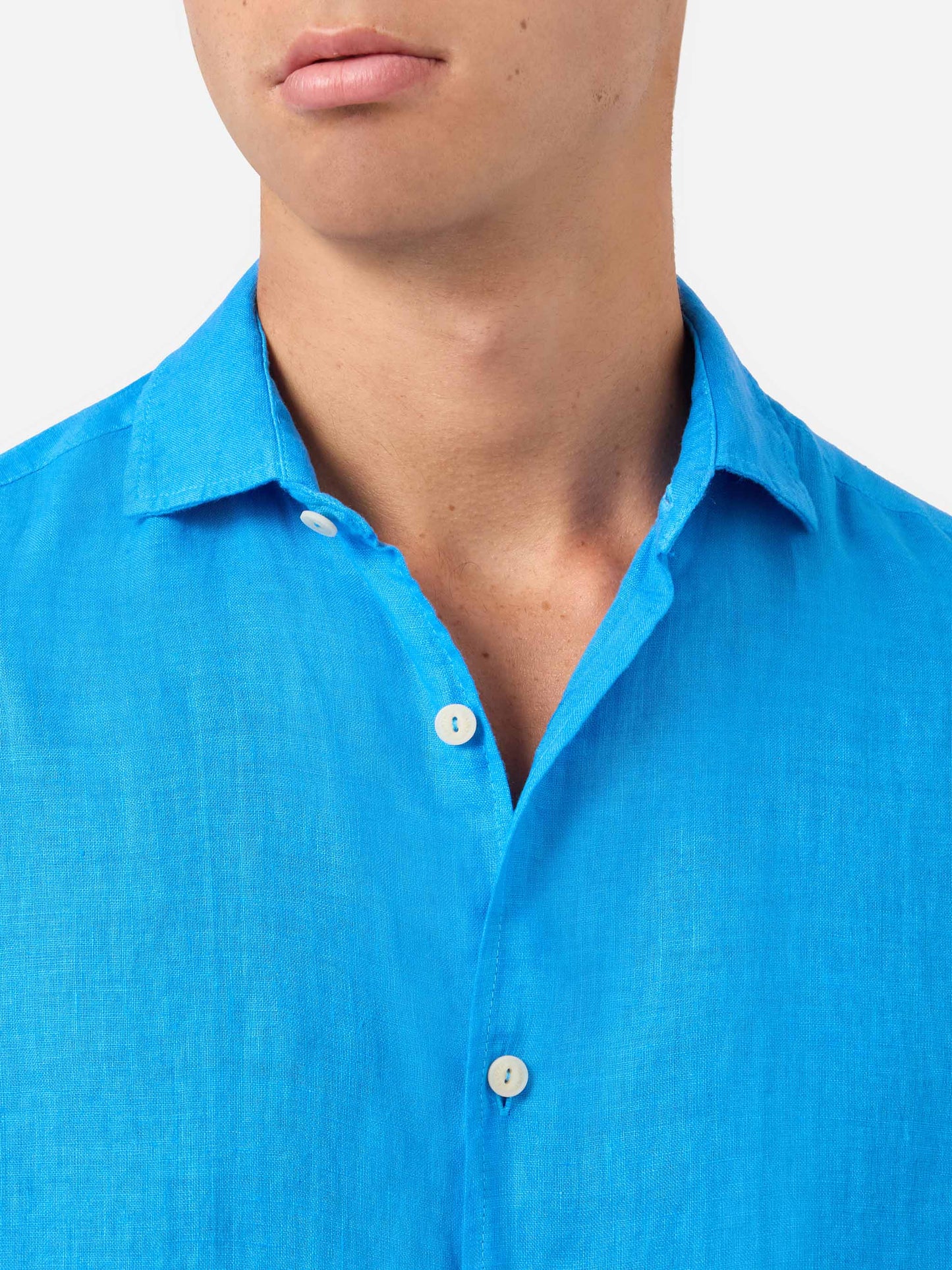 Camicia Pamplona in lino stampa watercolor bluette