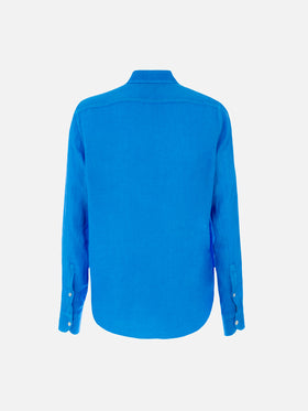 Man watercolor bluette linen shirt Pamplona - MC2 Saint Barth