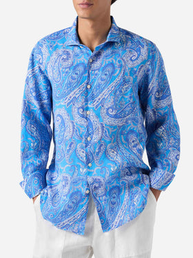 Camicia Pamplona in lino con stampa paisley