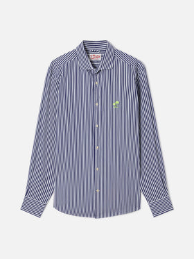 Camisa de algodón a rayas azul marino y blanco Pamplona 