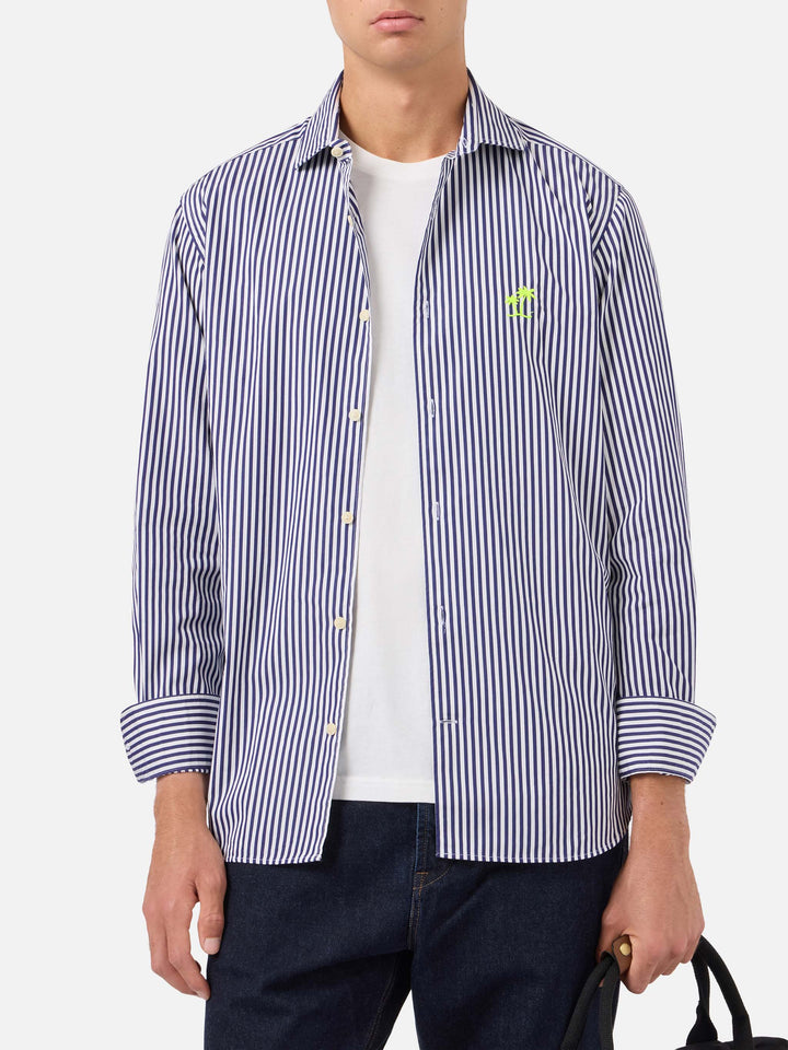 Pamplona navy and white striped cotton shirt