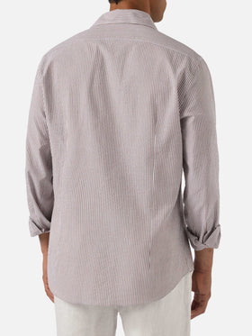 Camisa Pamplona de rayas marrones en seersucker 