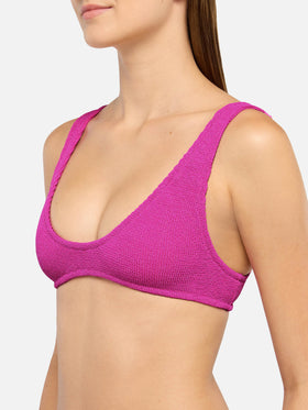 Pamy Naomi crinkle lurex bralette bikini in fuchsia