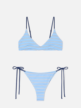Light blue and navy striped Paolyn bikini