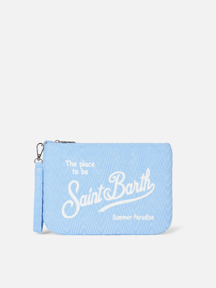 Light blue terry embossed Parisienne Sponge pouch bag - MC2 Saint Barth