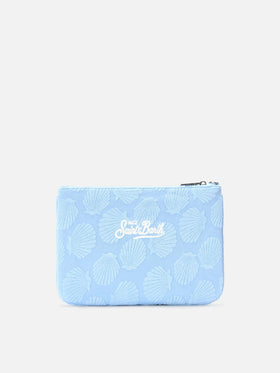 Parisienne Sponge pouch con motivo conchiglie in rilievo e trcolla removibile 