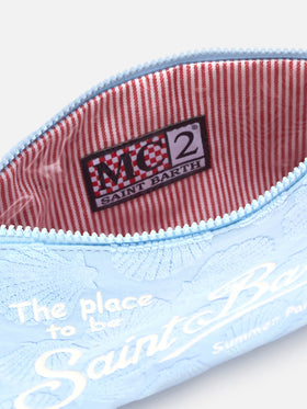 Parisienne Sponge pouch con motivo conchiglie in rilievo e trcolla removibile 
