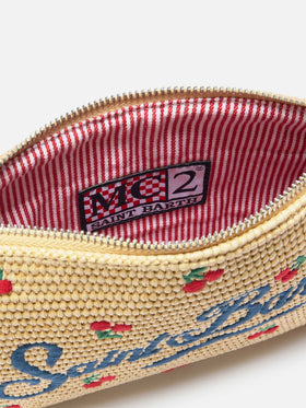 Parisienne embroidered cherries pouch with removable strap