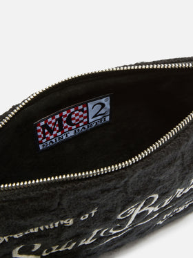 Parisienne Umhängetasche aus schwarzem, geflochtenem Wollmischgewebe