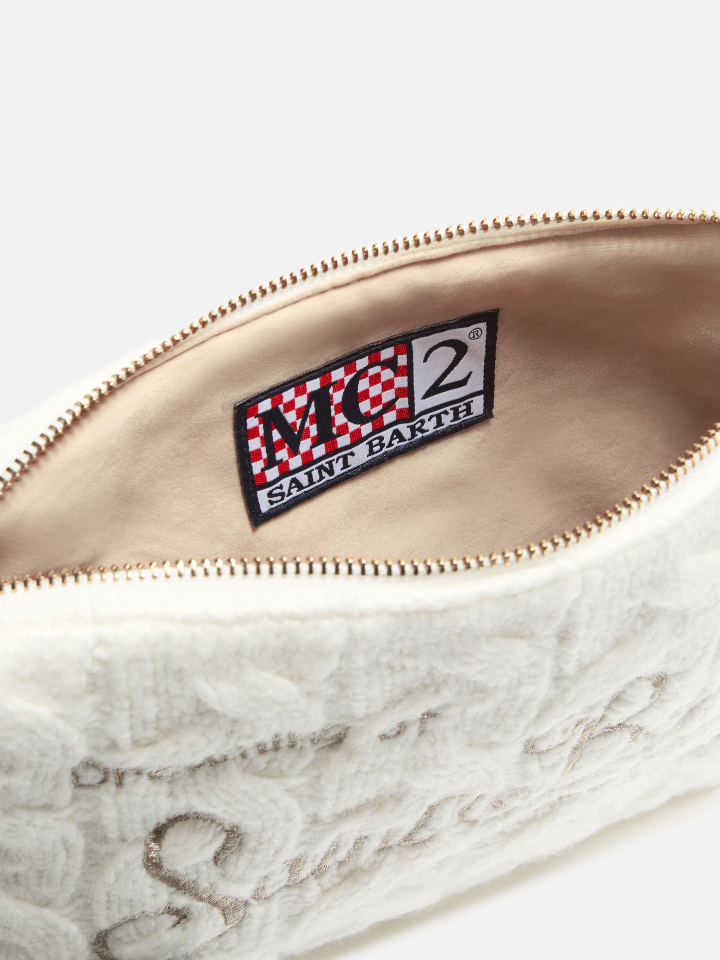 Borsa crossbody Parisienne Wool Braid in misto lana a trecce bianca