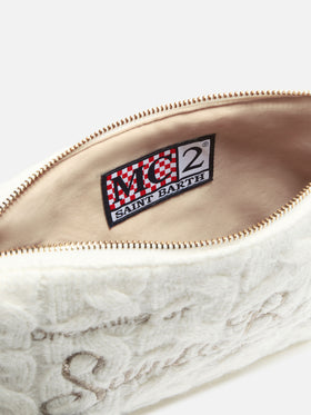 Borsa crossbody Parisienne Wool Braid in misto lana a trecce bianca