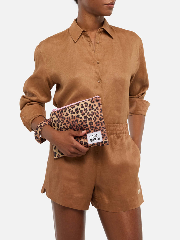 Pochette Pareasy in nylon con stampa animalier