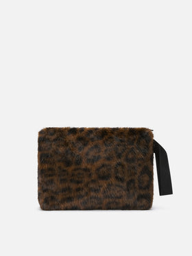 Pareasy faux fur pochette with leopard print