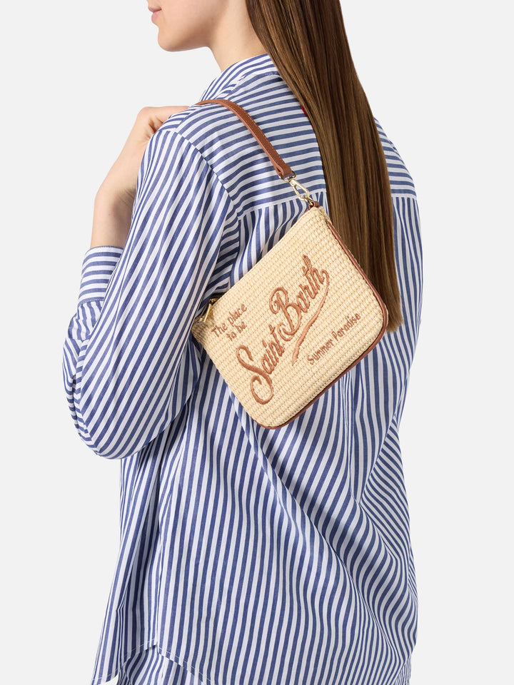 Mini Parisienne pouch con dettagli marroni e manico a spalla removibile