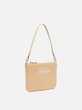 Beige Parisienne Straw mini pouch bag - MC2 Saint Barth