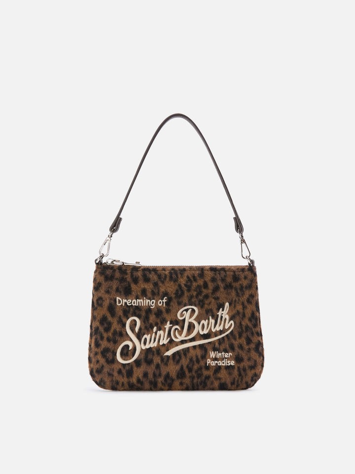 Bolso de hombro Mini Parisienne de fieltro con estampado de leopardo 