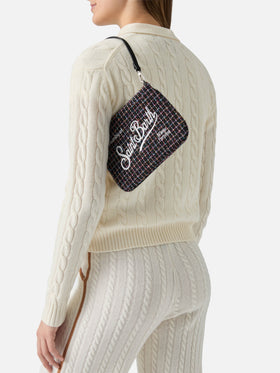 Parisienne Mini-Schultertasche aus glänzendem schwarzem Tweed