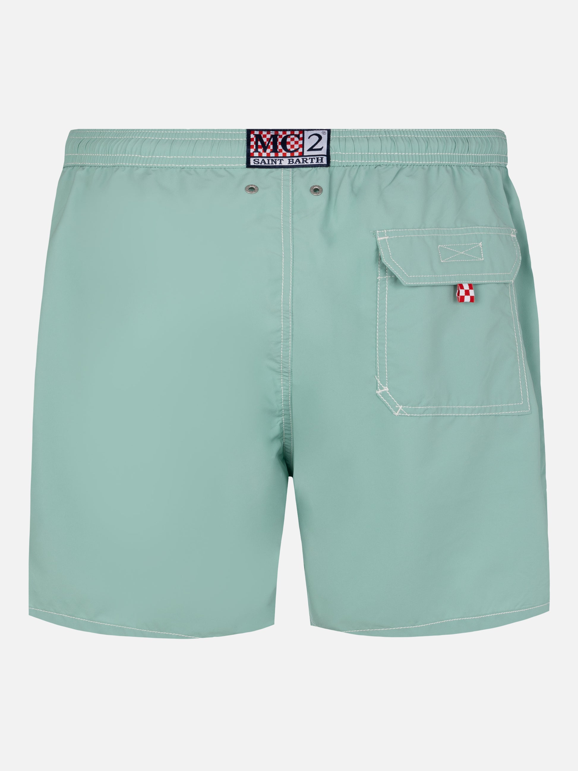 Sage green mid-length classic light swim shorts Patmos - MC2 Saint Barth