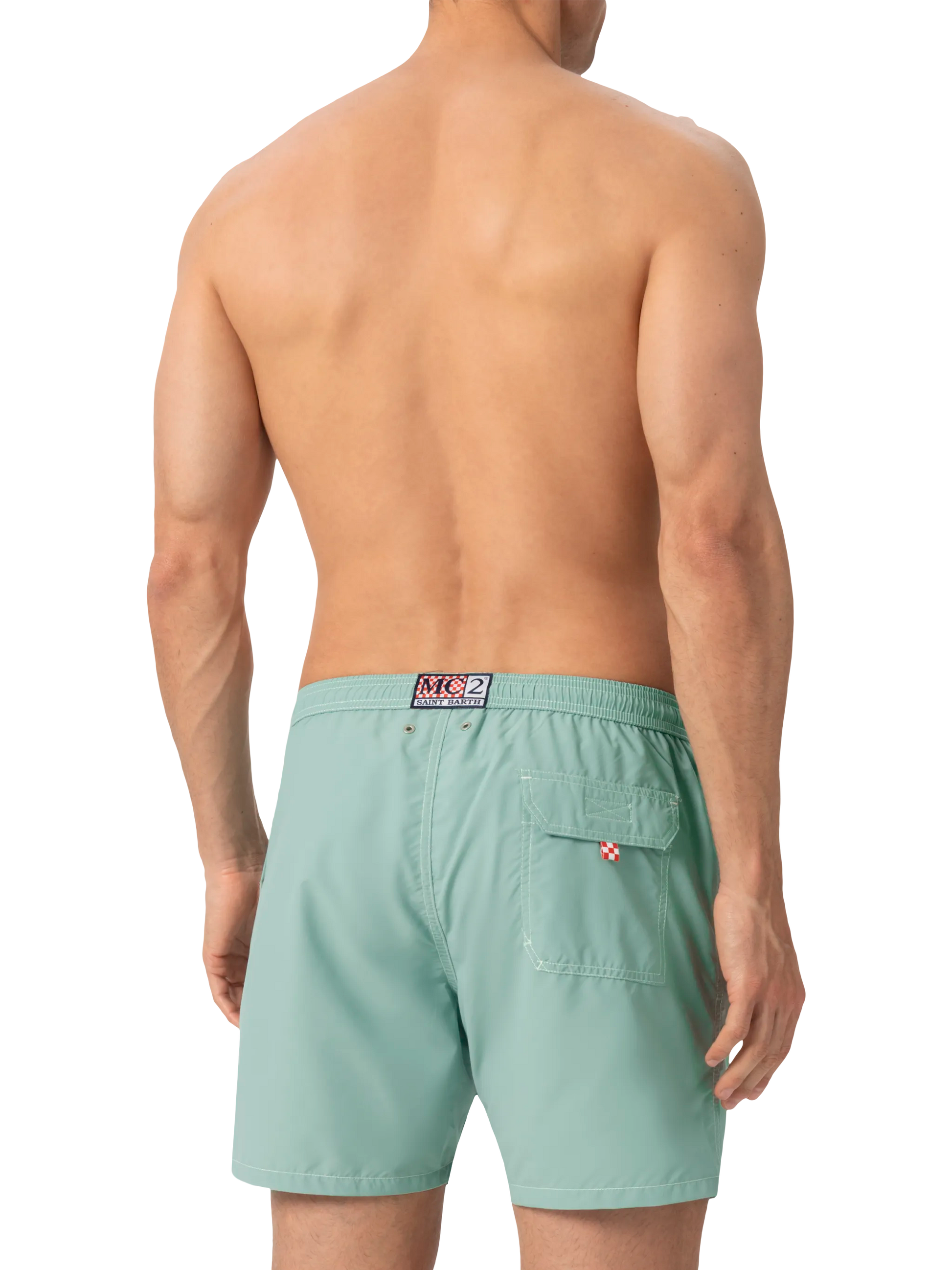 Sage green mid-length classic light swim shorts Patmos - MC2 Saint Barth
