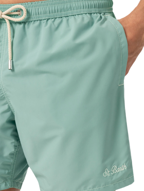Sage green mid-length classic light swim shorts Patmos - MC2 Saint Barth