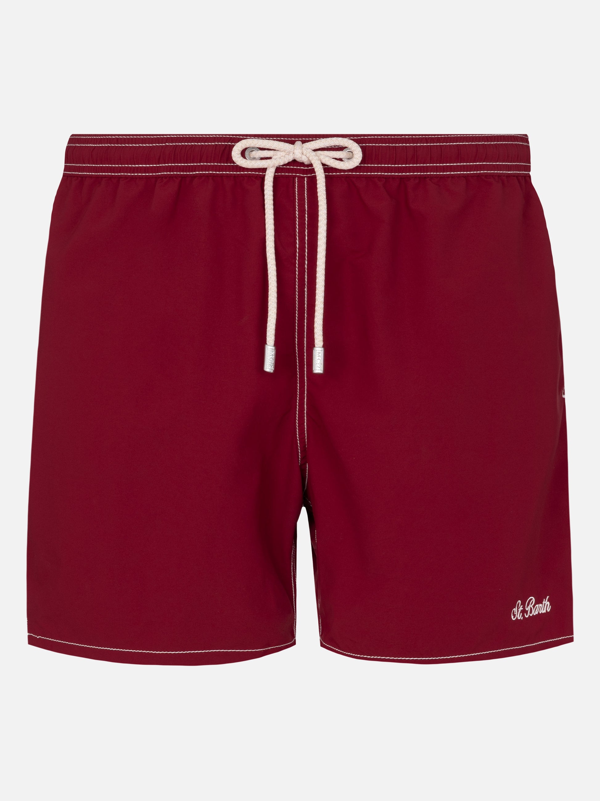 Burgundy mid-length classic light swim shorts Patmos - MC2 Saint Barth