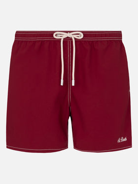 Burgundy mid-length classic light swim shorts Patmos - MC2 Saint Barth