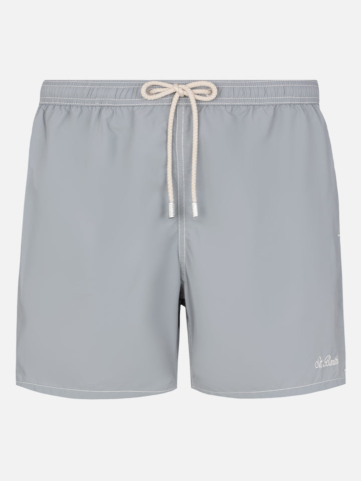 Grey mid-length classic light swim shorts Patmos - MC2 Saint Barth