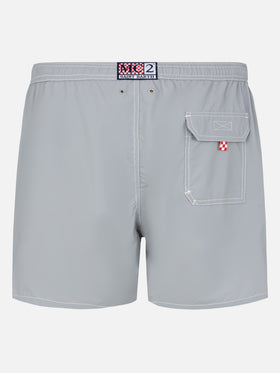 Grey mid-length classic light swim shorts Patmos - MC2 Saint Barth