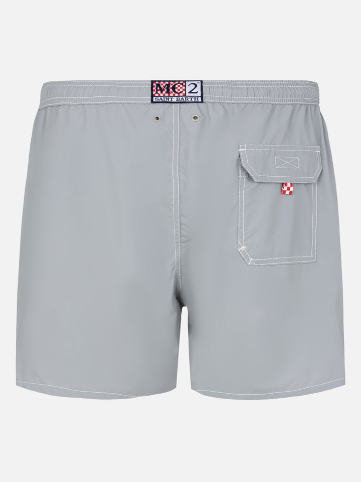 Grey mid-length classic light swim shorts Patmos - MC2 Saint Barth
