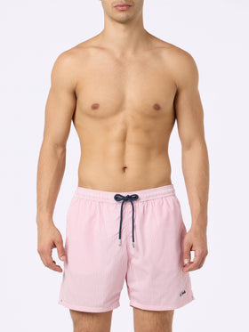 Seersucker pink striped classic light swim shorts Patmos - MC2 Saint Barth