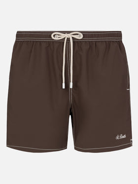 Camel mid-length classic light swim shorts Patmos - MC2 Saint Barth