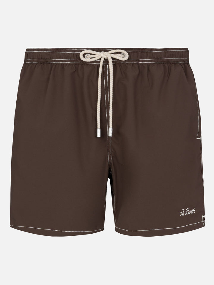 Camel mid-length classic light swim shorts Patmos - MC2 Saint Barth