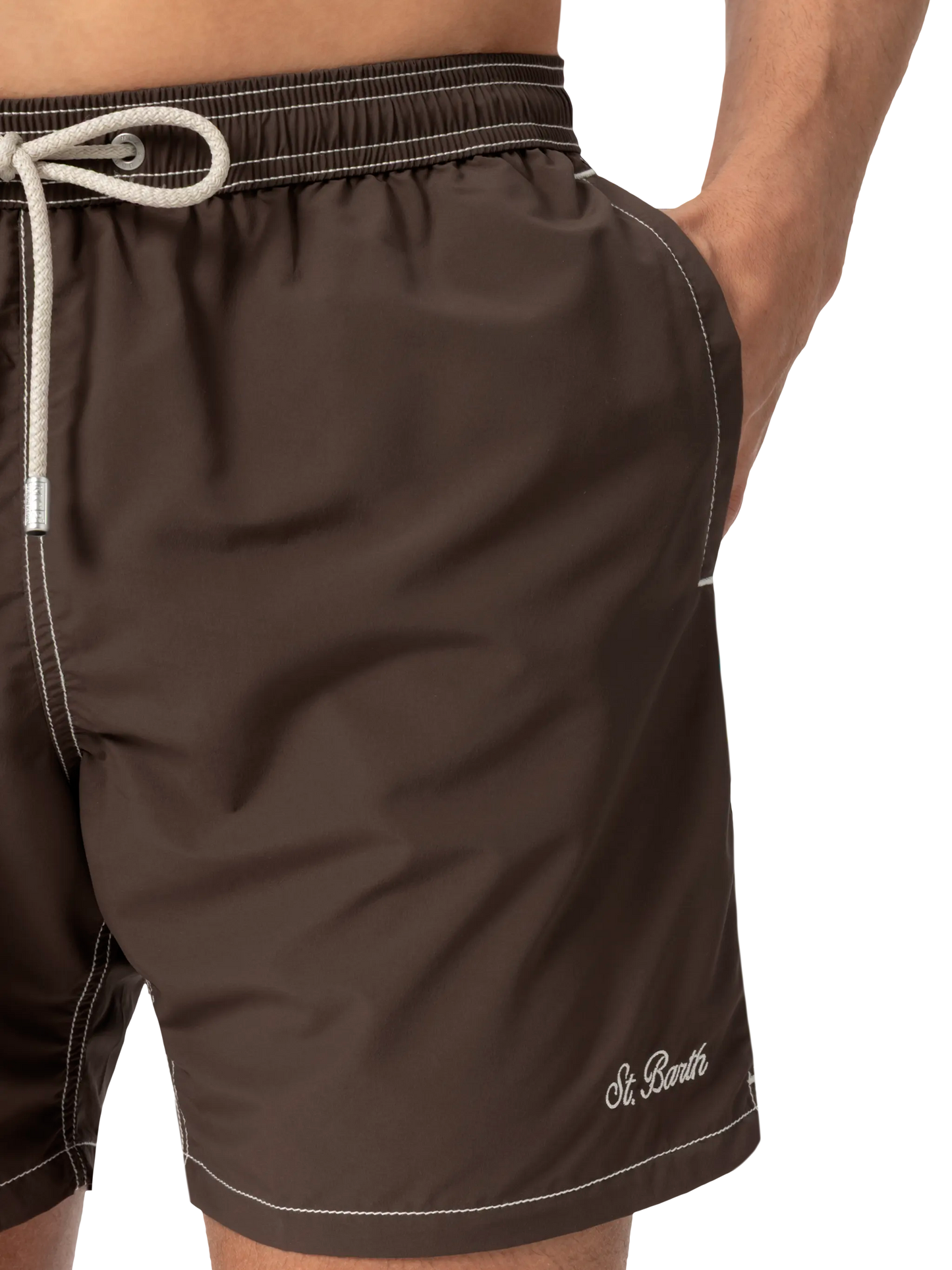 Camel mid-length classic light swim shorts Patmos - MC2 Saint Barth