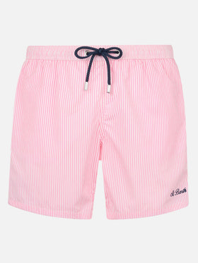 Seersucker Badeshorts Patmos mit rosa Streifen