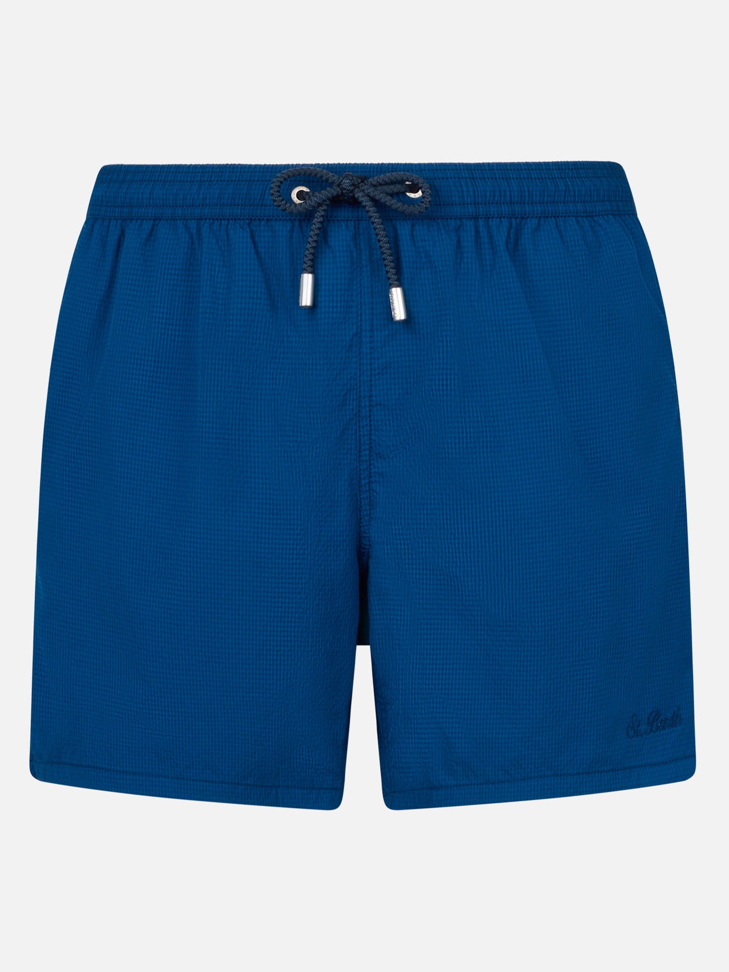 Patmos marineblaue Seersucker-Badeshorts