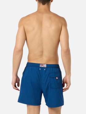Patmos marineblaue Seersucker-Badeshorts